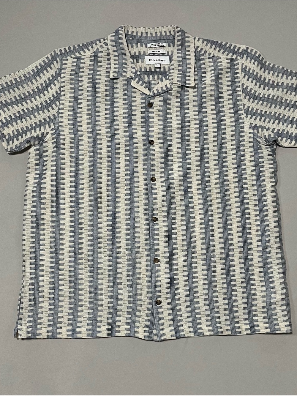 Threadbare Gray & White Short-Sleeve Woven Button-Down Shirt